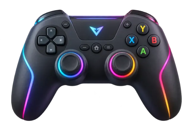 Black Gaming Controller Gamepad with RGB Lighting