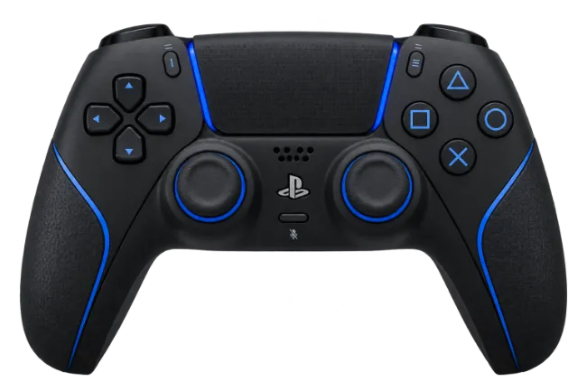 Black Gaming Controller with Blue LED Accents