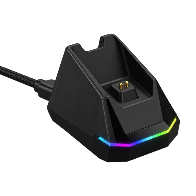 Black Gaming Mouse Charging Dock with RGB Lighting