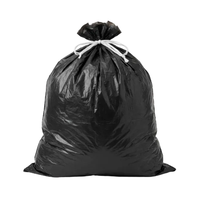 Black Garbage Bag Tied With Drawstring