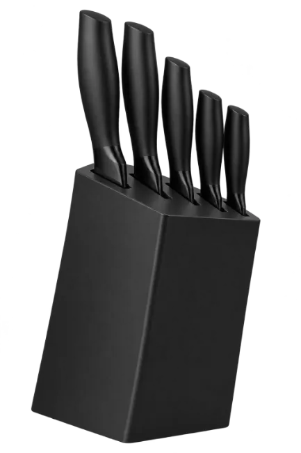 Black Kitchen Knife Set in Block