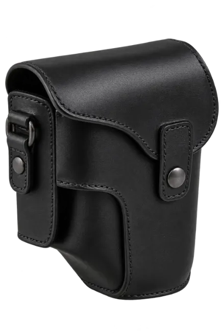 Black Leather Camera Case