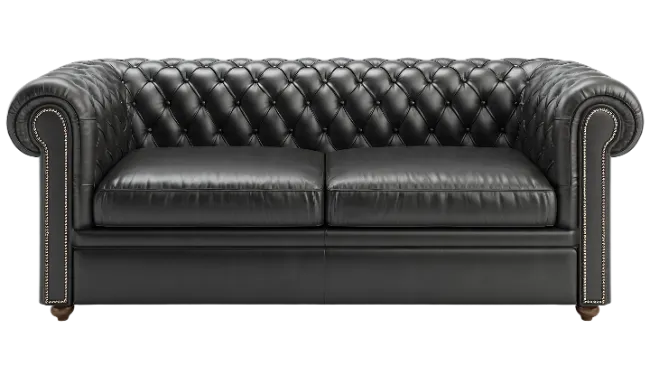 Black Leather Chesterfield Sofa
