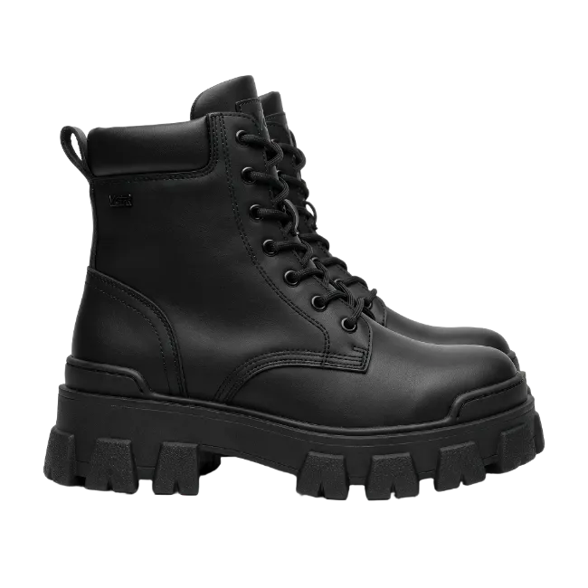 Black Leather Combat Boot