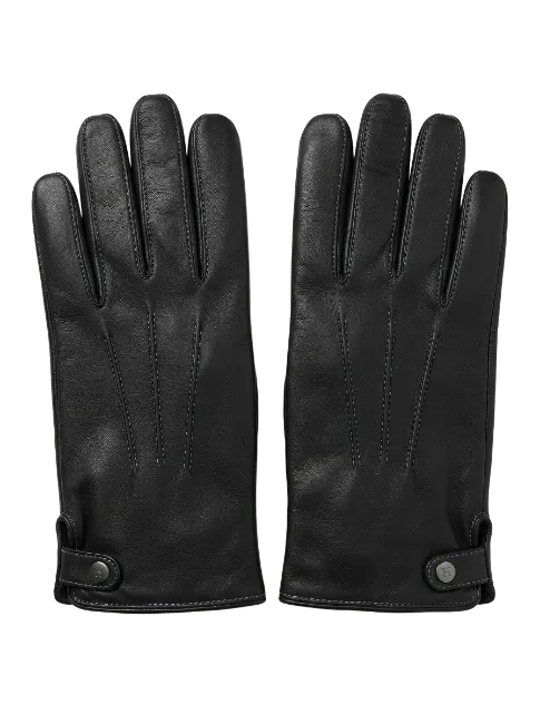 Black Leather Gloves Pair