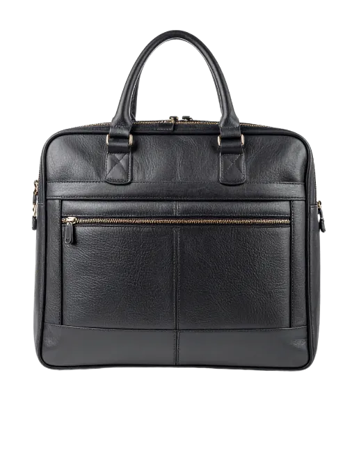Black Leather Laptop Briefcase