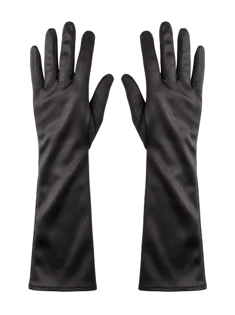 Black Leather Long Gloves