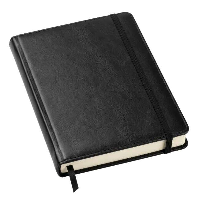 Black Leather Notebook with Elastic Band