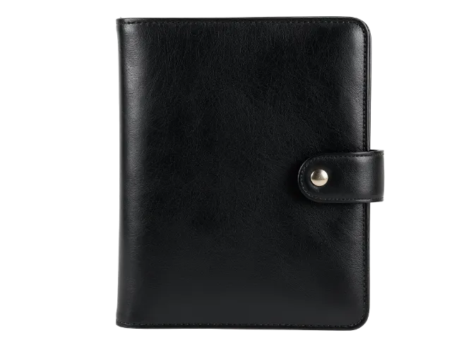 Black Leather Notebook with Magnetic Snap Closure