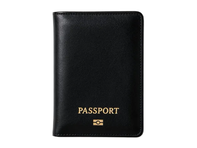 Black Leather Passport Holder