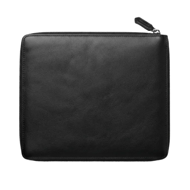 Black Leather Zip Folio Case