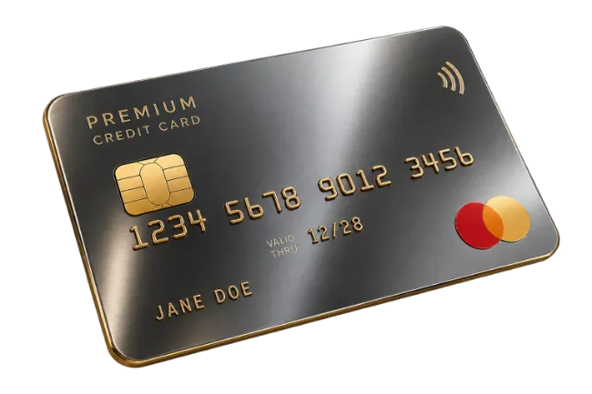 Black Metallic Premium Credit Card with Gold Details