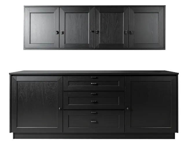 Black Modern Kitchen Cabinet Set with Storage