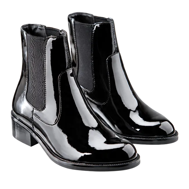 Black Patent Leather Chelsea Boots