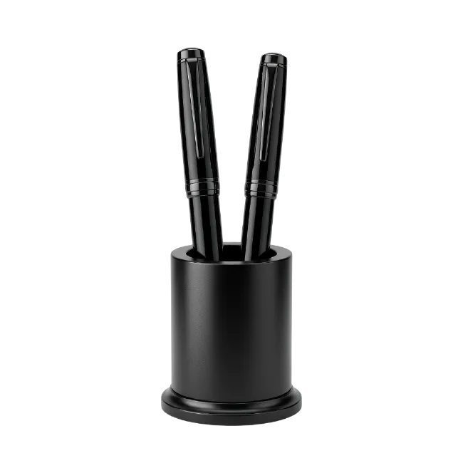 Black Pen Holder with Two Pens