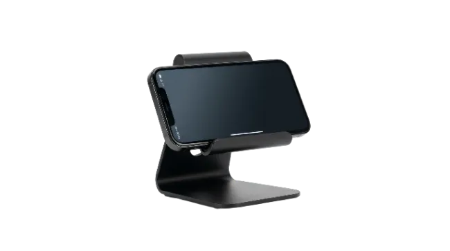 Black Phone Stand with Smartphone