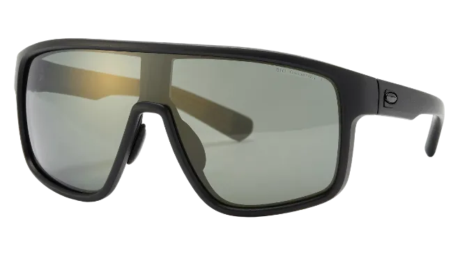 Black Shield Sports Sunglasses with Mirrored Lenses