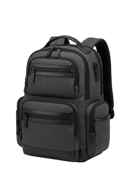 Black Travel Backpack with Multiple Pockets
