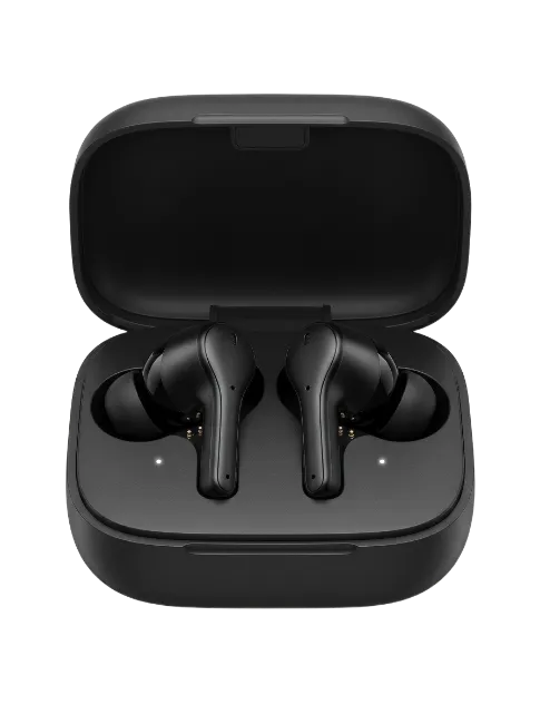 Black Wireless Earbuds in Charging Case