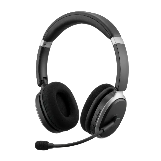 Black wireless gaming headset with microphone