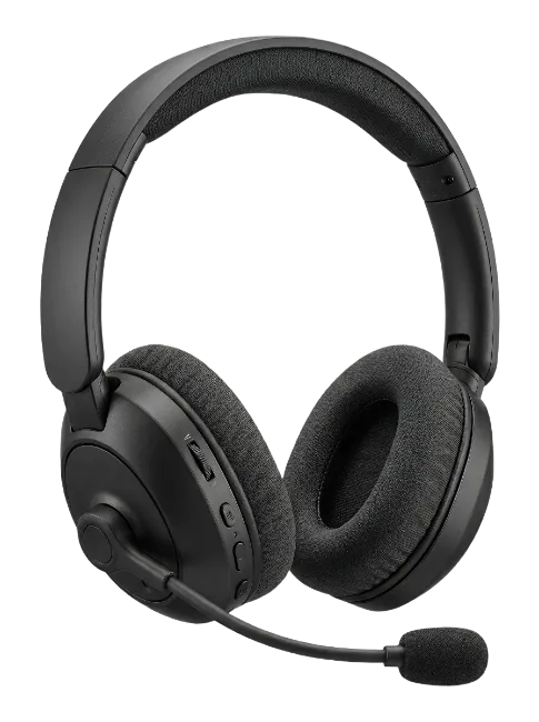 Black Wireless Headset with Boom Microphone