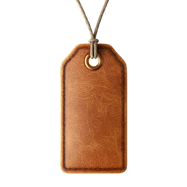 Blank Brown Leather Price Tag with String