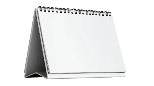 Blank desktop spiral calendar mockup