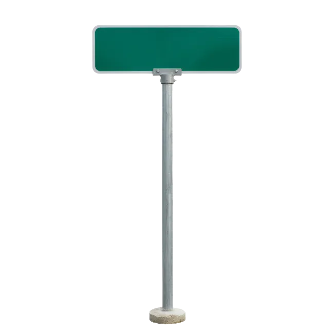 Blank Green Street Sign on Metal Post
