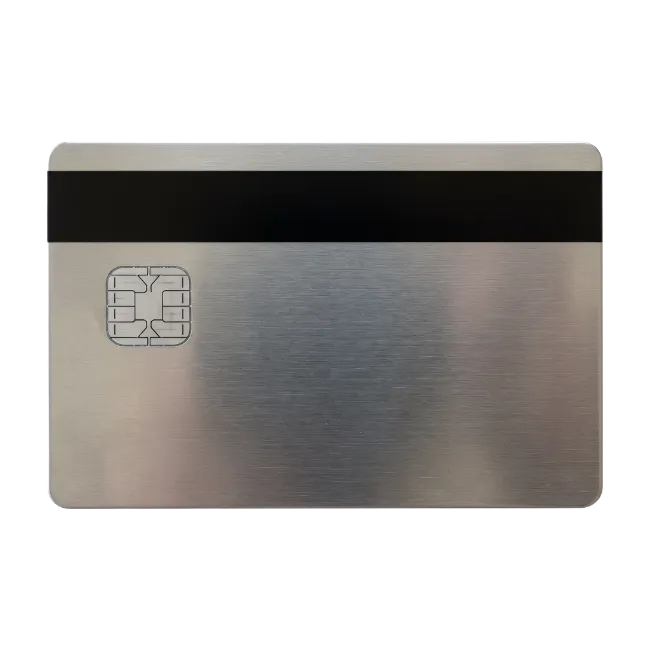 Blank metal credit card with chip