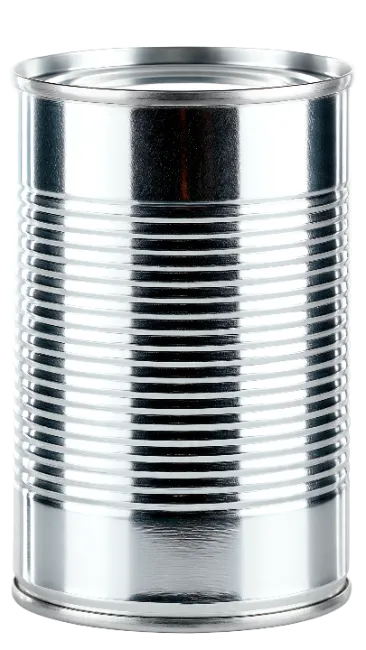 Blank metal tin can with ribbed texture