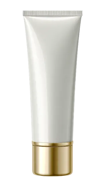 Blank White Cosmetic Tube with Gold Cap