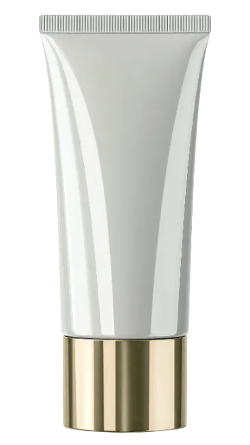 Blank White Cosmetic Tube with Gold Cap