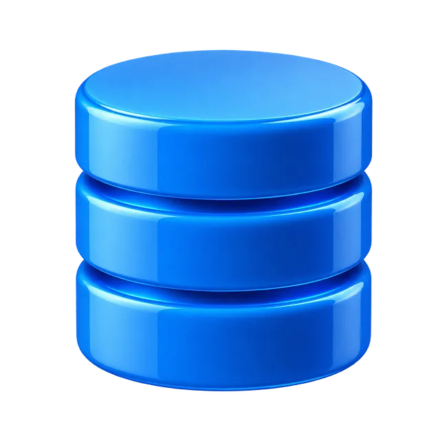 Blue 3D Database Storage Cylinders Icon