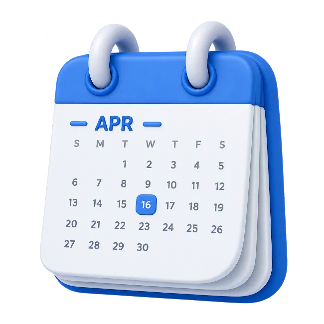 Blue 3D Desk Calendar Icon Showing April Month