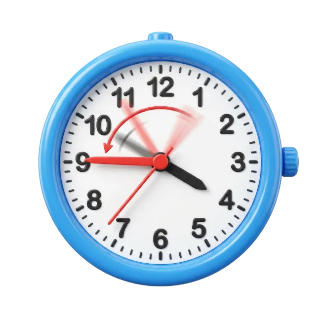 Blue Alarm Clock with Motion Blur Hands