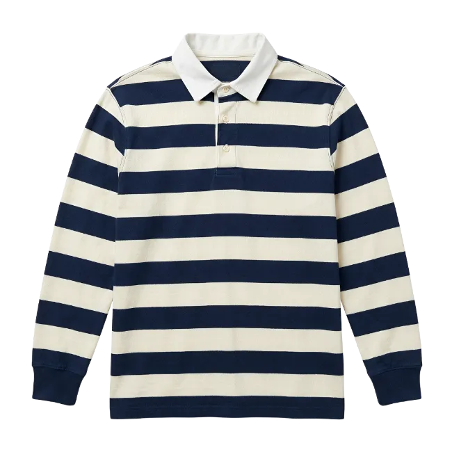 Blue and Cream Striped Rugby Shirt