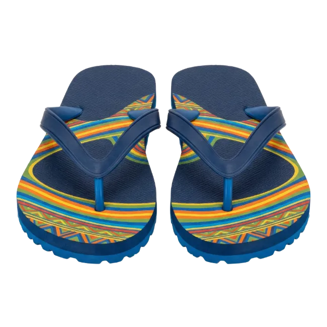Blue and Orange Striped Flip Flops