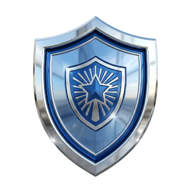 Blue and silver shield icon with star