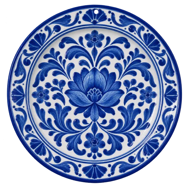 Blue and White Ceramic Decorative Plate
