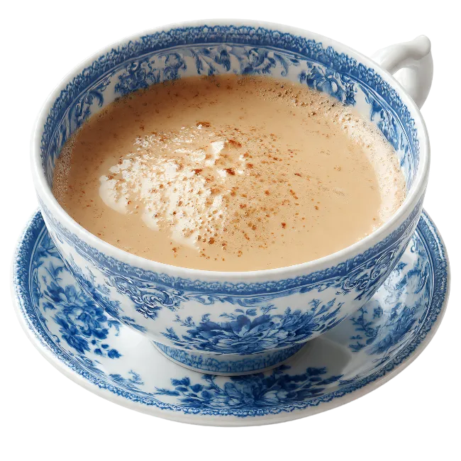 Blue and White Porcelain Tea Cup with Milk Tea