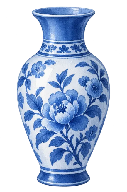 Blue and White Porcelain Vase Illustration