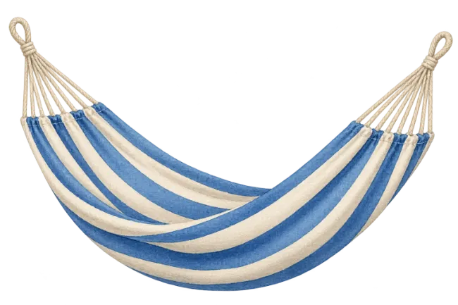 Blue and White Striped Hammock Illustration