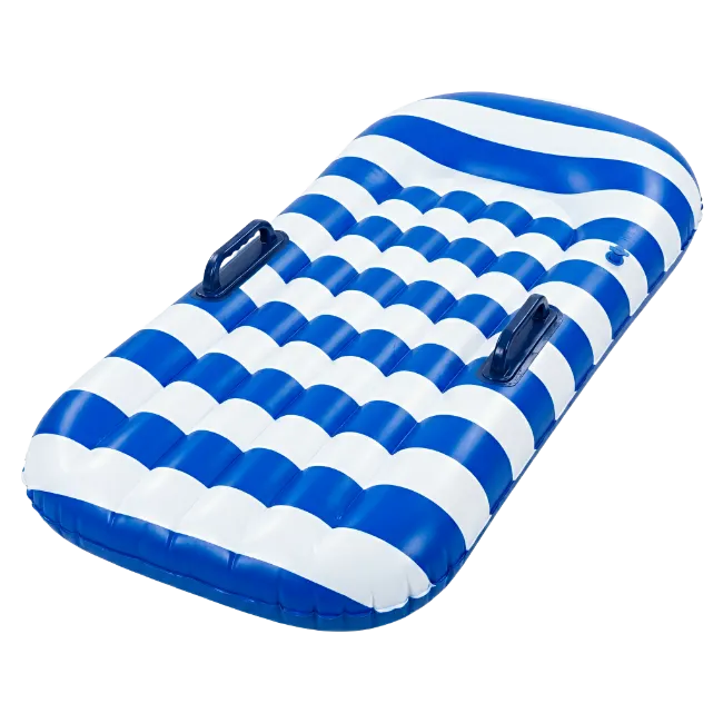 Blue and White Striped Inflatable Pool Float