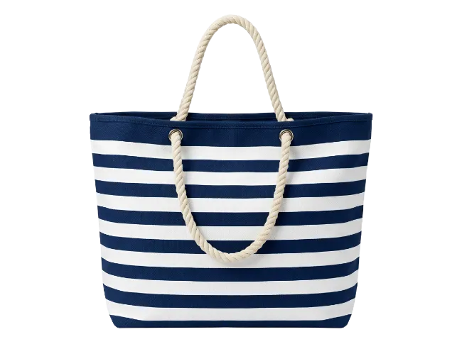 Blue and White Striped Tote Bag