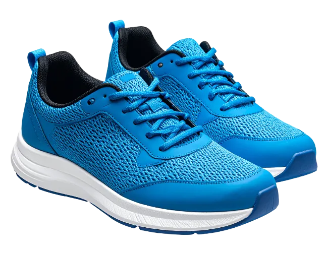 Blue Athletic Sneakers with White Soles