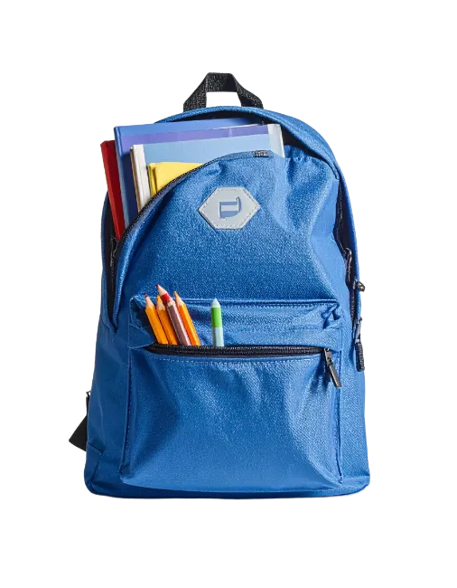 Blue Backpack With School Supplies