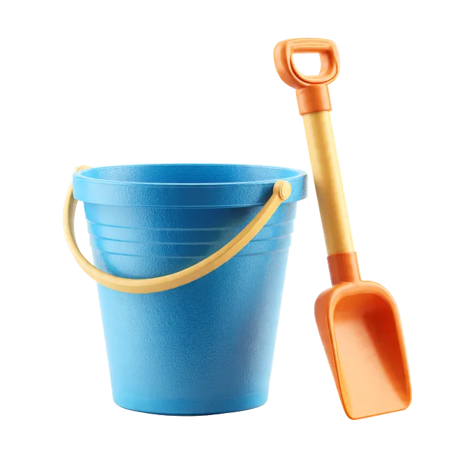 Blue Beach Bucket and Orange Shovel Toy