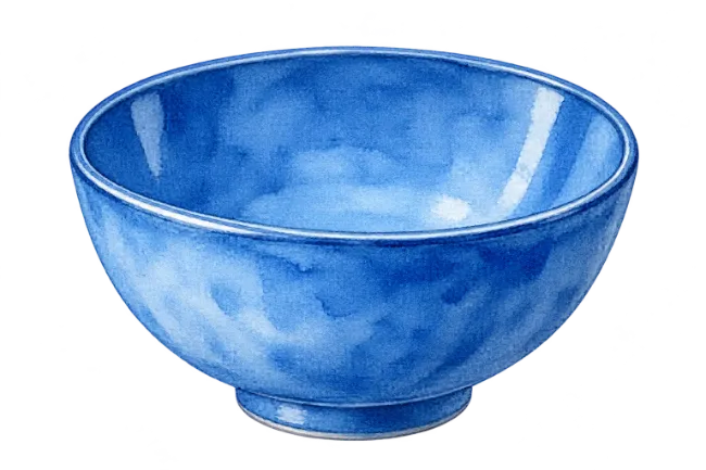 Blue Ceramic Bowl Watercolor