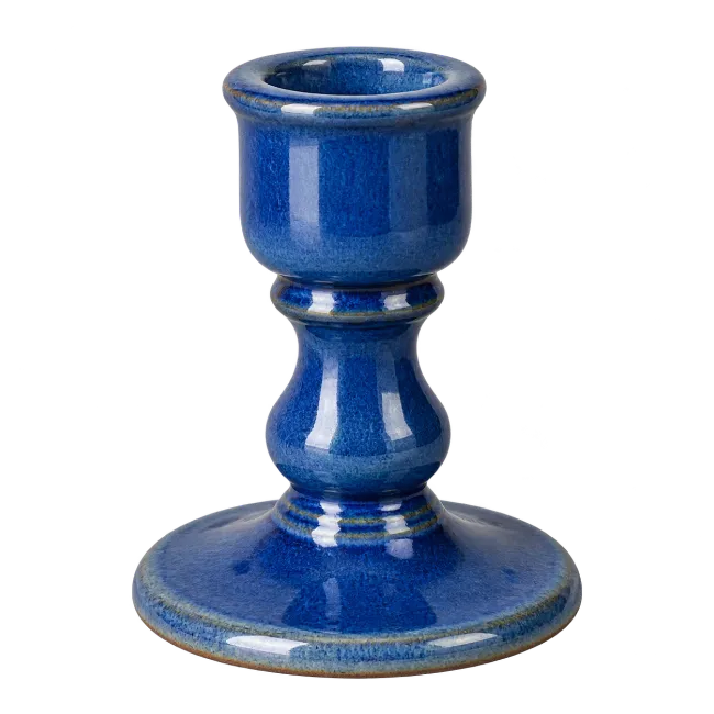 Blue Ceramic Candlestick Holder