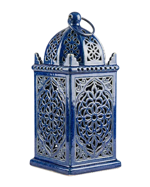 Blue Ceramic Decorative Lantern